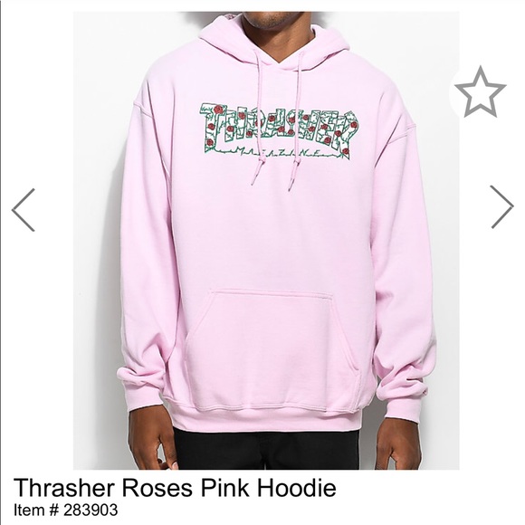 pink thrasher hoodie with roses